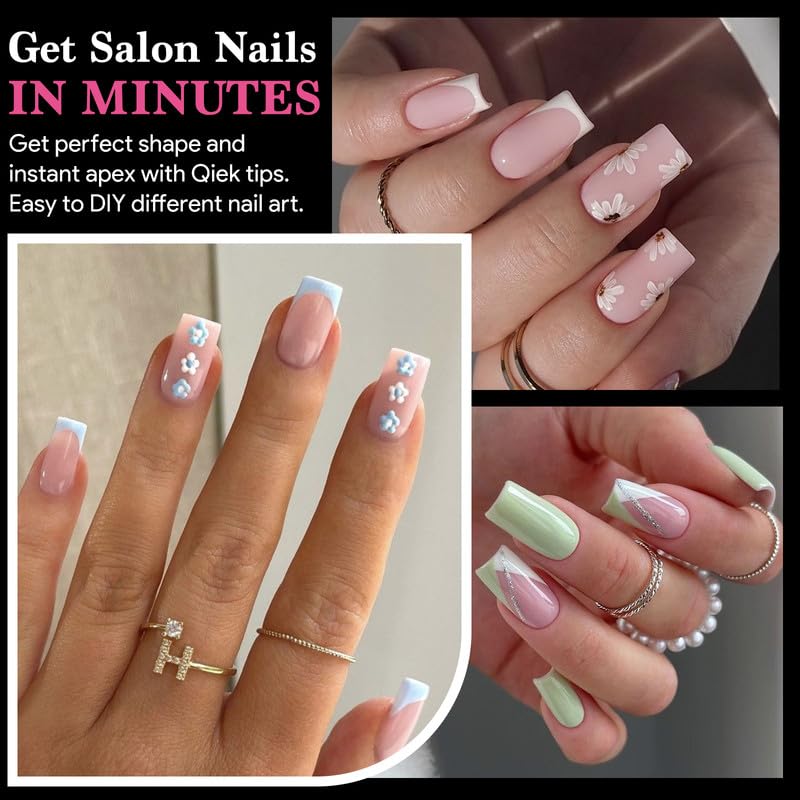 Short Square False Nail Tips, 15 Sizes 510 PCS Clear French Press On Fake Nail Soft Pre-shaped Half Matte Full Cover Gel Nail Tips Extensions Thick Long Lasting for DIY Beginners & Salon Manicure-BrightBean Baby