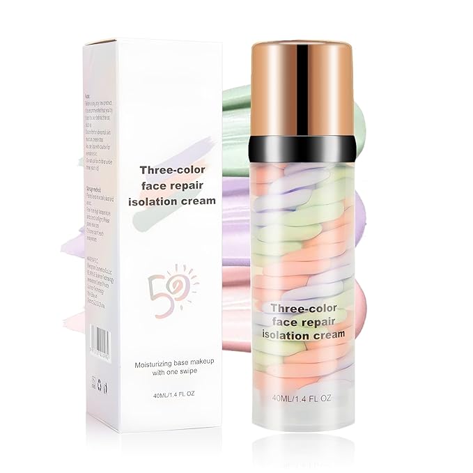 3 In 1 Color Corrector Makeup Primer Color Correcting Primer Cream Tinted Moisturizer Brightening Primer Facial Serum Isolation Cream Neutralizes Skin Tone for Face Before Makeup Base Cream-BrightBean Baby
