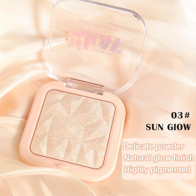 evpct Sun Glow Face Highlighter Makeup Shimmer Glitter Diamond Sparkly Highlighters Makeup Palette Powder for Face Body Cheek Skin iluminadores iluminador de jos maquillaje luminizers E03-BrightBean Baby