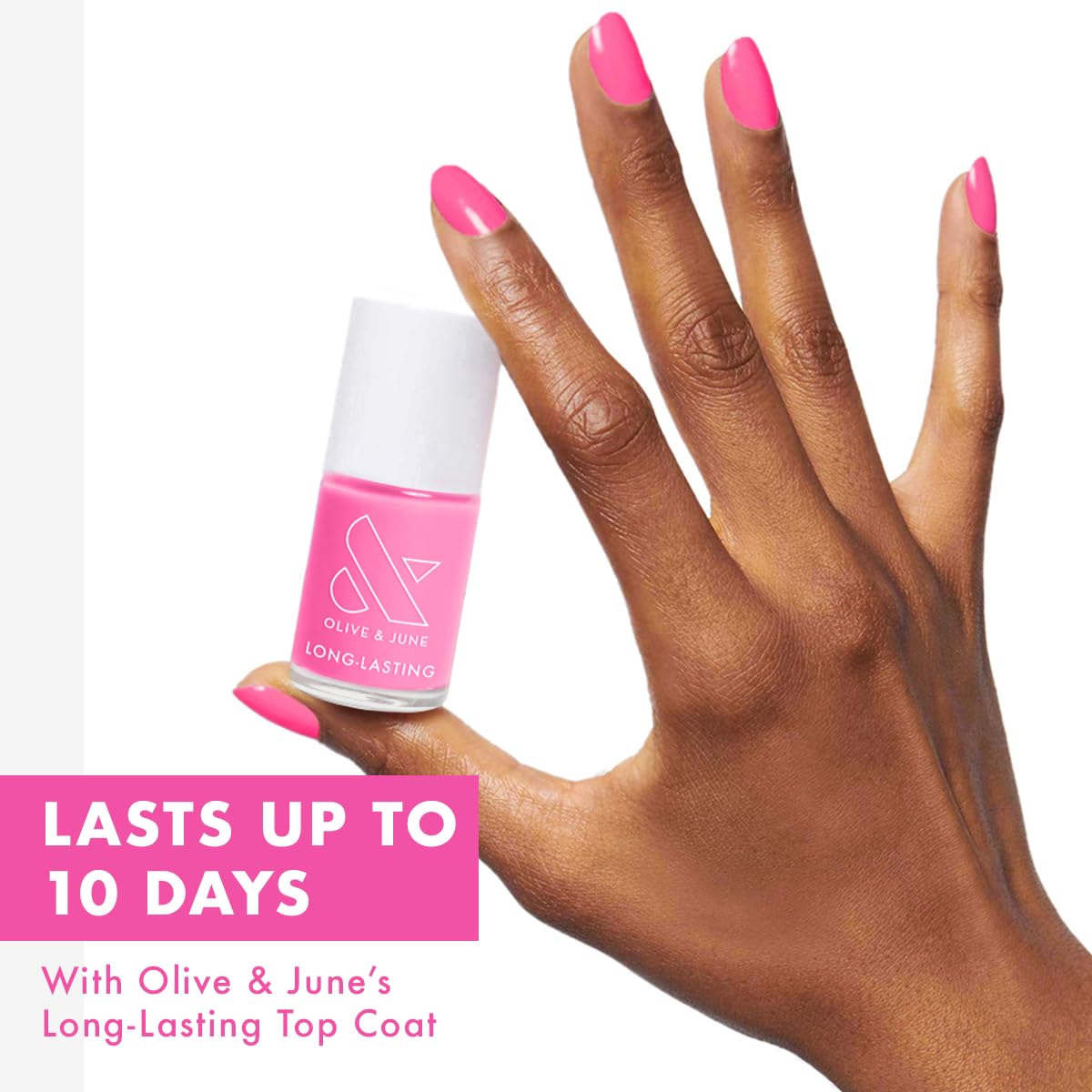 Olive & June Long Lasting Nail Polish | Gel-Like Finish No Lamp Needed | Lasts up to 10 days | Salon-Quality Color at Home | 15-Free Vegan Cruelty-Free Chip-Resistant Shine | Grateful & Kind Pure Pink-BrightBean Baby