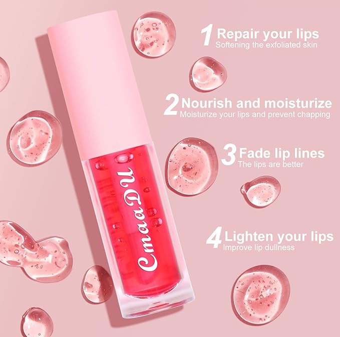 Yasovigi Fruit Lip Oil Plumping Lip Tint Moisturizing Lip Gloss, Transparent Lip Balm Care Stick Nourishing Repairing Non-sticky, Moisture&Lighten Lip Lines-BrightBean Baby