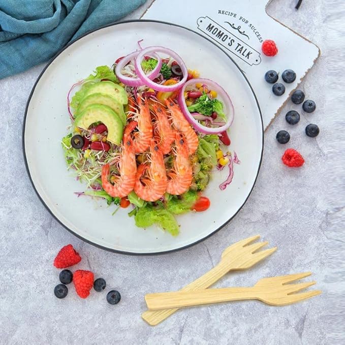 Bamboo Utensils | 200PK Mini-Bamboo Forks 3.54" Disposable Small 100% Biodegradable Compostable Cutlery Set Eco Friendly Renewable Natural