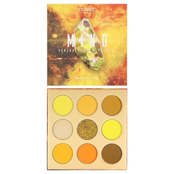 docolor Eyeshadow Palette 9Colors Yellow Eyeshadow Gemstone Shadow Palettes Highly Pigmented Mattes Shimmers Smokey Glitter Cream Colorful Powder Blendable Long Lasting Waterproof Makeup Palette-BrightBean Baby