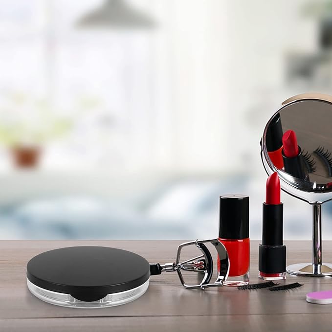 Loose Container 2pcs Loose Containers with Elasticated Net Sifter, Mirror and Puff 5g Loose Compact Case Case for DIY Makeup and Travel ( Black ) Travel Container-BrightBean Baby