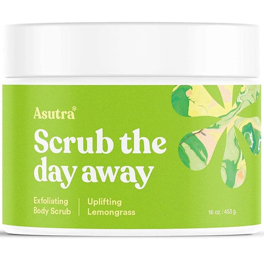 ASUTRA Dead Sea Salt Essential Oil Body Scrub Exfoliator (Uplifting Lemongrass)), 16 oz - Ultra Hydrating, Gentle, & Moisturizing - Coconut, Lemongrass, and Ylang Ylang Oils-BrightBean Baby