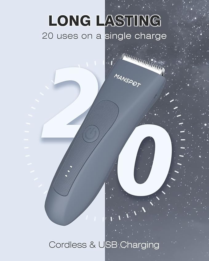 MANSPOT Electric Groin Hair Trimmer Hair Finishing Trimmers, Men's Shaving & Grooming Sets Kit with 4 Guards and Replaceable Ceramic Blade Heads,Waterproof Wet/Dry Trimmer,90 Minutes Shaving Tools-BrightBean Baby