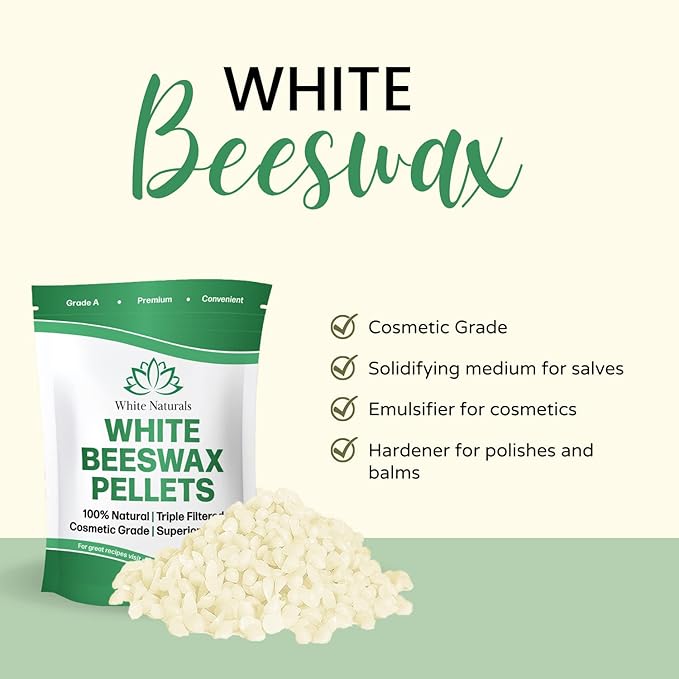 Bulk White Beeswax Pellets 5lb, Pure, Natural, Cosmetic Grade, Organic, Bees Wax Pastilles, Triple Filtered, Great For Candle Making, Soap, Food Wrap, DIY Projects Lip Balms, Lotions, and More!-BrightBean Baby