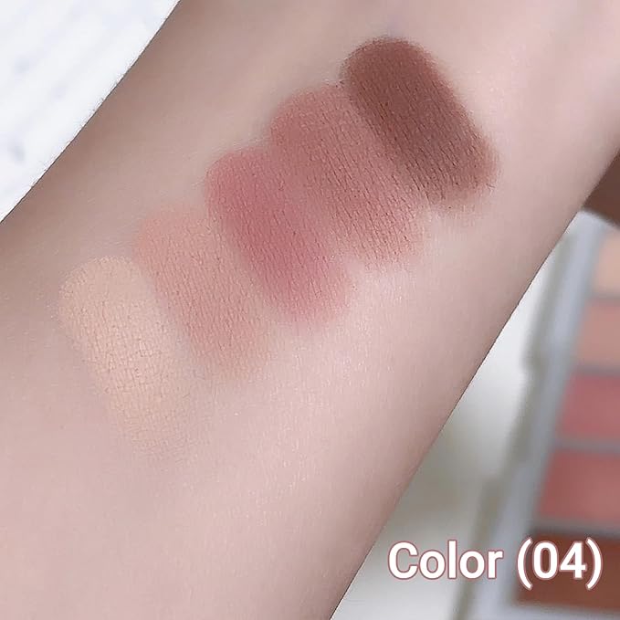 Erinde 5 Colors Matte Eyeshadow Palette Makeup, Natural Classic Nude Neutral Nude Brown Eye Shadow, Long Wearing Waterproof Everyday Eye Makeup for Brown Eyes, Romantic Peach Mauve Eyeshadow, 04-BrightBean Baby