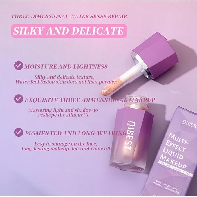 Soft Liquid Contour Stick, Liquid Face Bronzer Stick Built-in Sponge Tip, Cool Toned Liquid Contour for Women and Girl, Lightweight Blendable Cream Bronzer Stick Makeup,05 Bronzer-BrightBean Baby