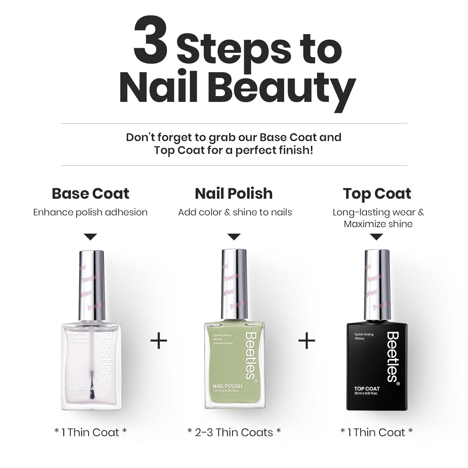 Beetles Nail Polish Set P176, 6 Colors Glitter Green Nude Natrual Pink Nail Lacquer Fast Drying & Long Lasting Finger Fall Nail Polish Glitter Effect for DIY Nail Art Salon at Home Gifts for Women-BrightBean Baby