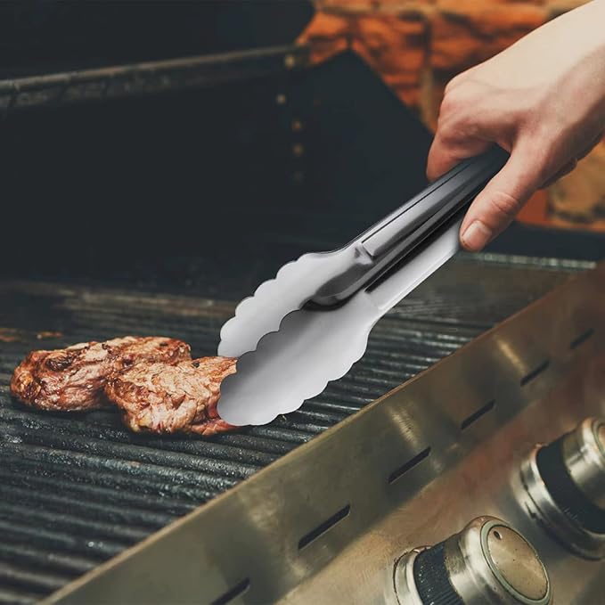 Stainless Steel Food Tongs - Serving Tong Set of 6 (9 Inch)