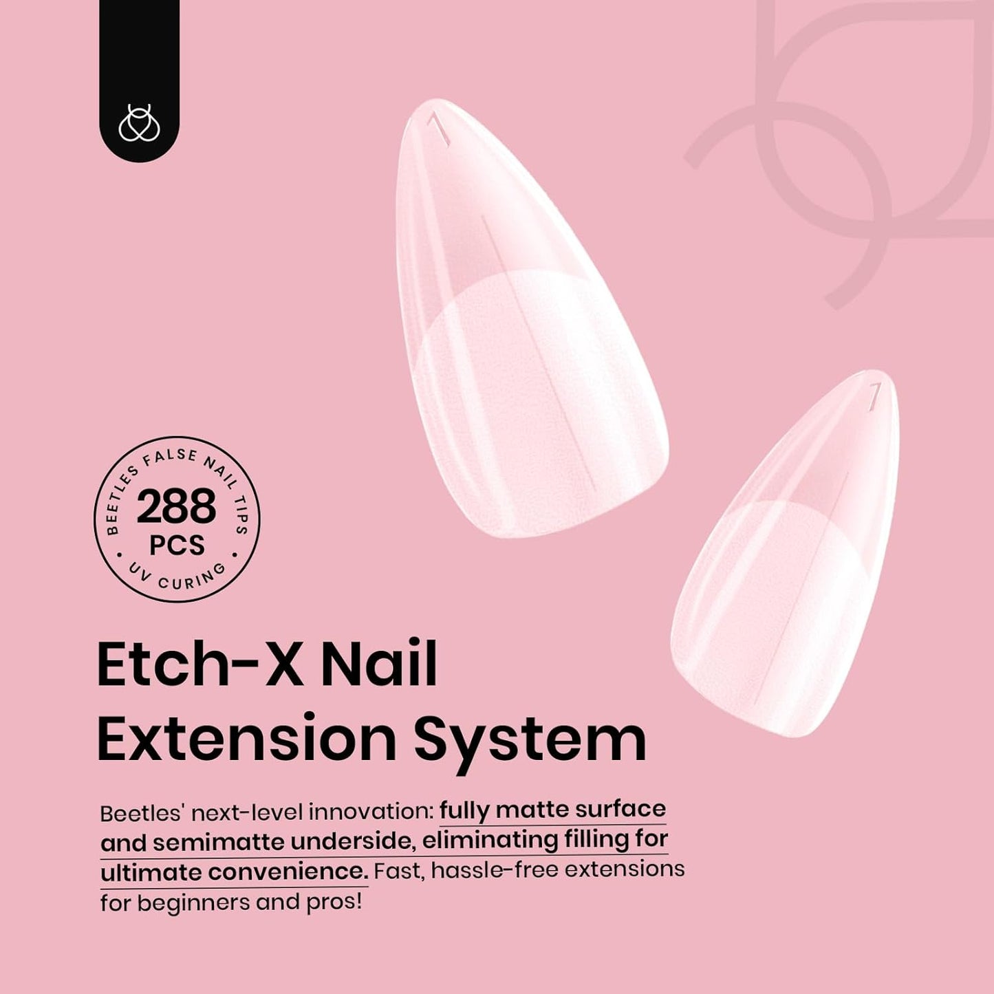 Beetles Medium Almond Nail Tips: 288PCS Medium Almond Matte Clear False Acrylic Press on Nails Tips 12 Sizes Pre-shape Full Cover Nail Tips Nail Extension DIY Valentines Day Gifts for Women-BrightBean Baby
