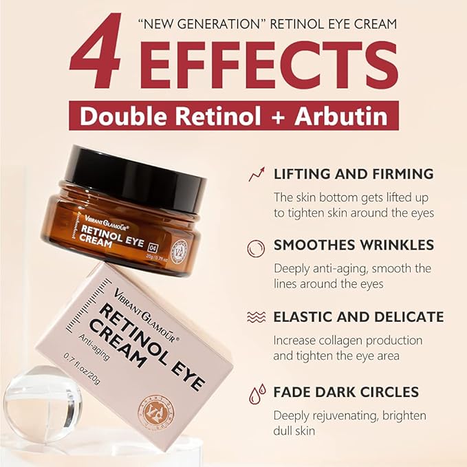 Retinol Eye Cream, Anti-Aging with Vitamin C & Ceramide for Dark Circles, Wrinkles & Fine Lines, Crow’s Feet, 0.7 fl.oz-BrightBean Baby