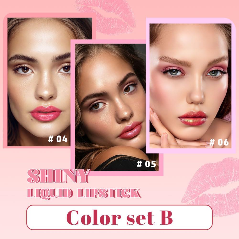 3Pcs Metallic Lipstick for Women,Lightweight Glitter Sparkling Liquid Lipsticks,Shimmer Lip Gloss Stain Long Lasting Waterproof Smudge Proof Non-Drying 24 Hour Full Coverage Lip Makeup,Vegan-BrightBean Baby