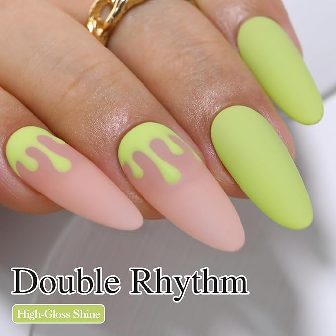 Double Rhythm Pastel Green Gel Polish Sheer Neutral Natural Light Milky Same Color Same Bottle 15ML Jelly UV Nail Art DIY at Home (Pale Green-A1410)-BrightBean Baby