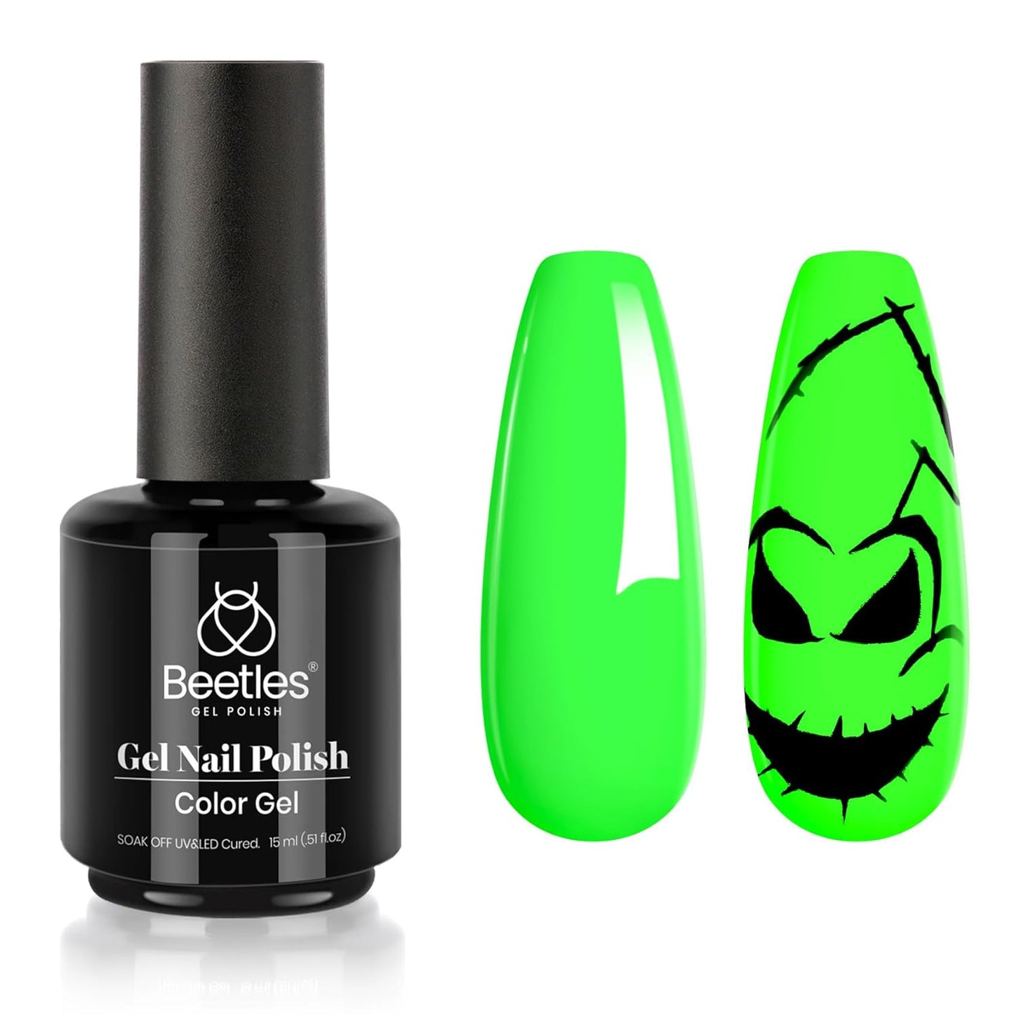 Beetles Neon Green Gel Nail Polish Halloween Gel Nail Polish 15ml Soak Off Uv LED Nail Lamp DIY Home Gift for Women Lime Green-BrightBean Baby