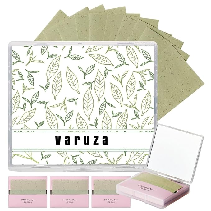 [400 Counts + Mirror Case] Green Tea Natural Oil Blotting Sheets for Face with Mirror Case and Refills-BrightBean Baby