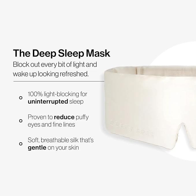 Dore & Rose Deep Sleep Mask Light Blocking, 23 Momme Mulberry Silk Eye Mask, Ultra Soft, Adjustable - Travel Sleeping Mask for Men & Women - Champagne-BrightBean Baby