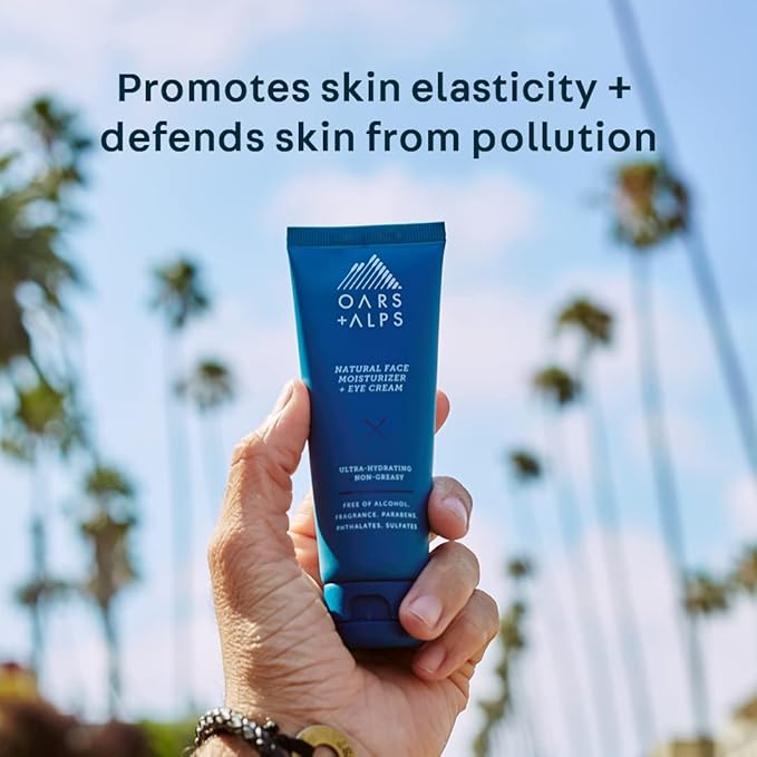 Oars + Alps Face Moisturizer and Eye Cream, Dermatologist Tested Skin Care Infused with Aloe Leaf Juice and Vitamin E, TSA Friendly, 2.5 Fl Oz, 2 Pack-BrightBean Baby