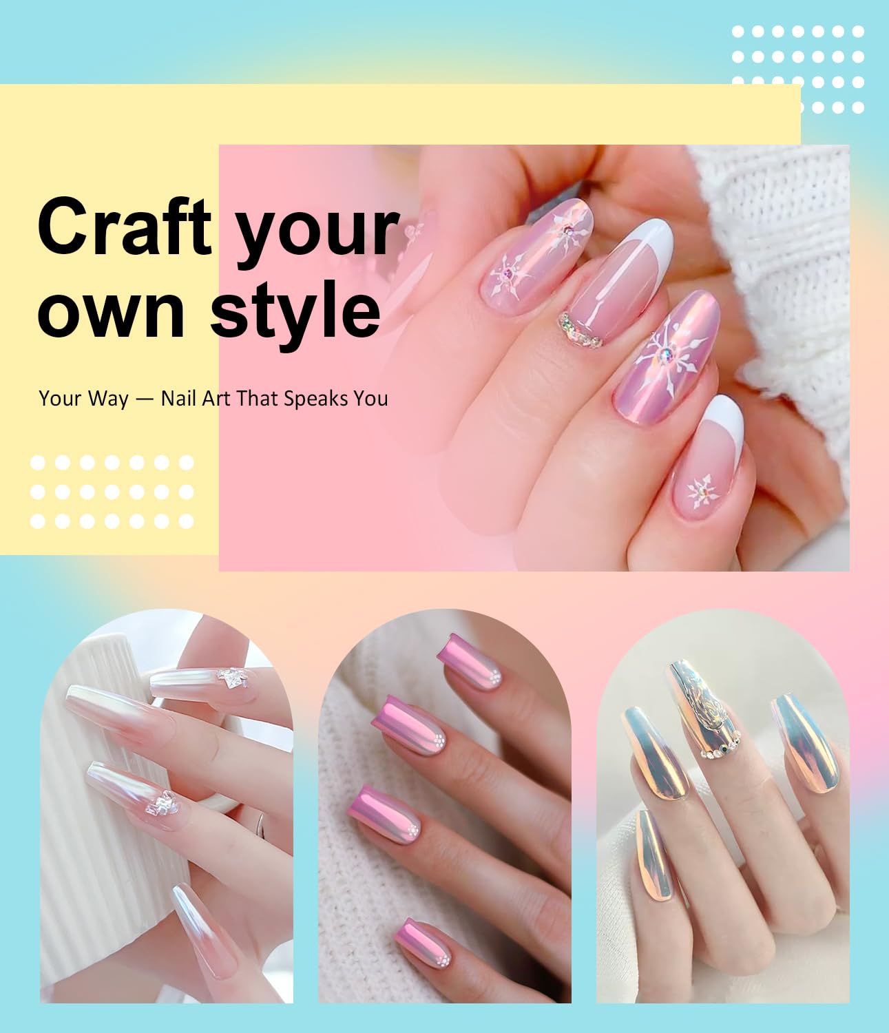 Pearl Chrome Nail Powder BISHENGYF -【Fairy Effect】Pink Chrome Nail Powder White Aurora Yellow Mermaid Iridescent Nail Chrome Powder Metallic Mirror Glitter Pigment Dust For Nail Art Decroation DIY-BrightBean Baby