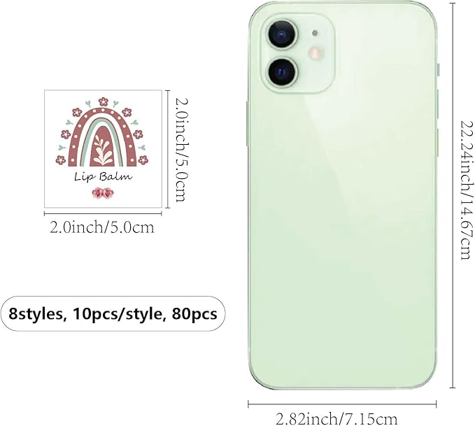 CRASPIRE 80Pcs 8 Styles Lip Balm Sticker Rainbow Self-Adhesive Homemade Lip Balm Labels Vintage Square DIY Label Stickers for Lip Balm Containers Cosmetics Lipsticks-BrightBean Baby