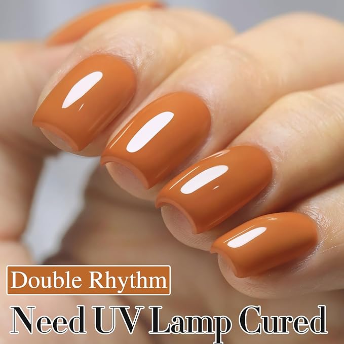 Double Rhythm Translucent Gel Polish Sheer Neutral Natural Light Milky Same Color Same Bottle 15ML Jelly UV Nail Polish Nail Art DIY at Home (Brown Orange-A1447)-BrightBean Baby