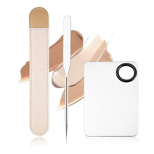 DAGEDA Stainless Steel Makeup Spatula Set, Makeup Mixing Palette Make up Spatula Tool, Foundation Spatula Makeup Foundation Mixing Pigment Palette, Cosmetic Spatula Foundation Palette Make up Tool-BrightBean Baby