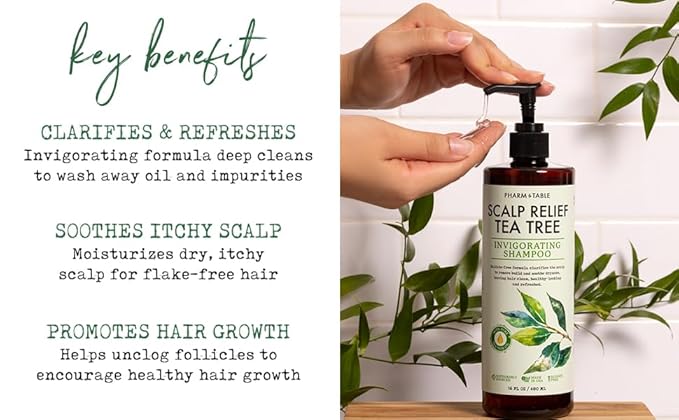 Tea Tree Shampoo For Men and Women, Deep Cleansing Sulfate-Free Formula - Relief for Dry Itchy Scalp - Infused with Tea Tree oil, Mint, Biotin and Vitamin E, 16.2oz-BrightBean Baby