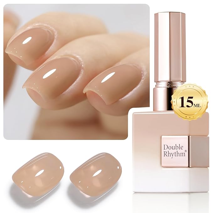 Double Rhythm 0.50 OZ Translucent Gel Polish Same Color Same Bottle Sheer Pastel Neutral Natural Milky 15 ML Jelly UV Nail Art DIY at Home (Translucent Tea-A1496)-BrightBean Baby