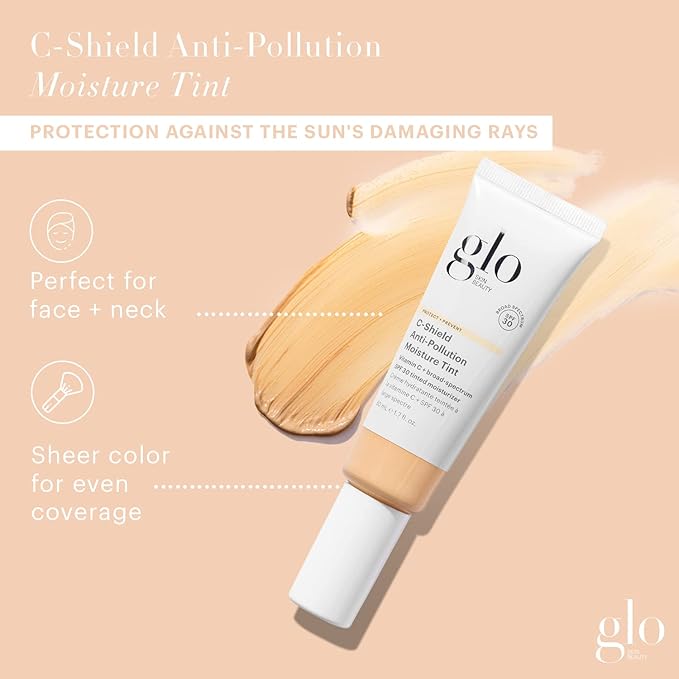 Glo Skin Beauty C-Shield Anti-Pollution Moisture Tint - Tinted Moisturizer With SPF 30 for Face, Broad Spectrum Protection & Vitamin C, 1.7 Oz (2N-Light)-BrightBean Baby