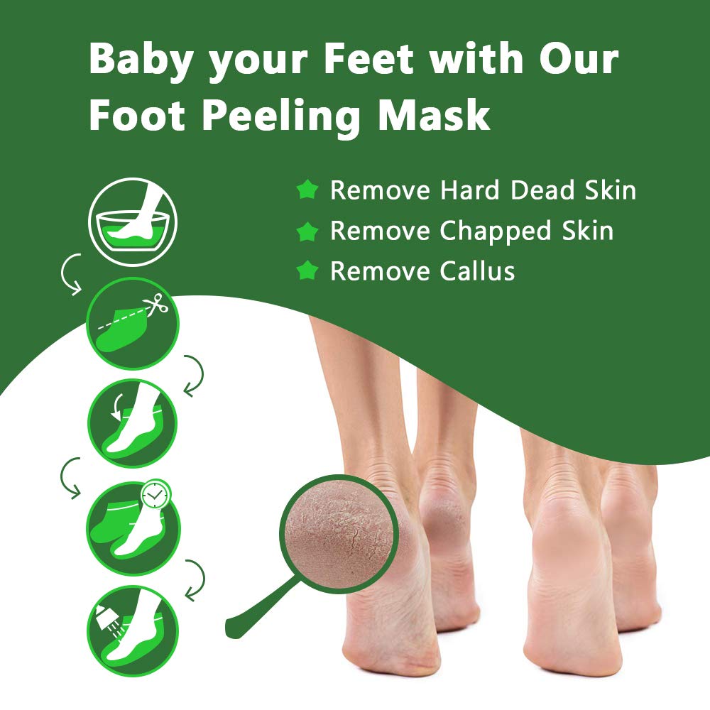 Foot Peeling Mask Moisturizing Socks 5Pairs, Foot Mask Remove Dead Skin, Rough Callus and Cracked Heels, Dry Skin Moisturizer for Soft and Smooth Baby Touch Feet (Tea Tree)-BrightBean Baby