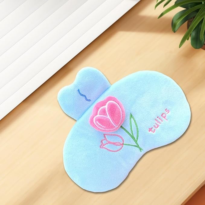 PERFECTSIGHT Sleep Eye Masks, Cute Plush Sleep Eye Cover Lightweight Adjustable Eyeshade Faux Fur Mask Cover for Women Men Sleep Travel Nap, Blue Tulip-BrightBean Baby