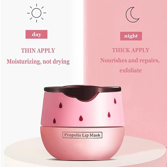 2 PCS Bee Lip Balm Honey Pot, Honey & Watermelon Lip Sleeping Masks Overnight, Hydrating Prevention Dry and Cracked Lip Scrubs Exfoliator Lip Care, Reduces Lip Lines-BrightBean Baby