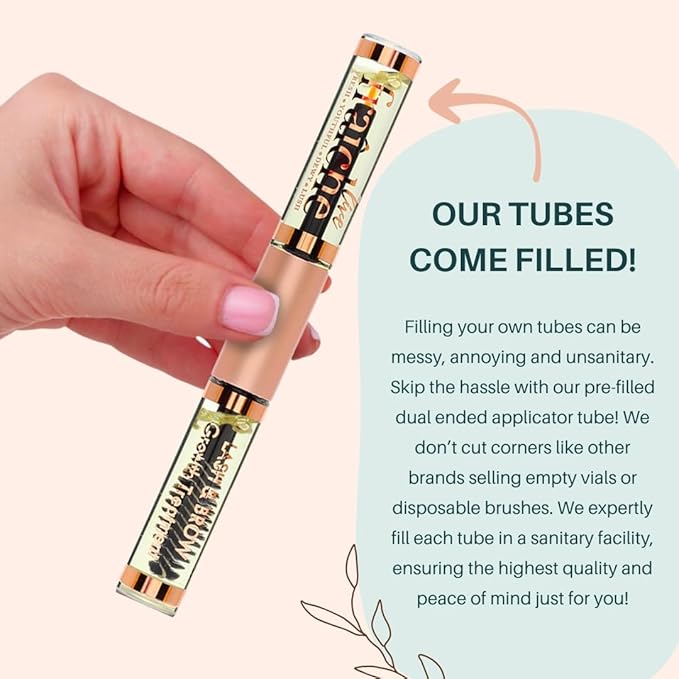 Organic Castor Oil Lash Serum for Hair Growth, 100% Pure Eyebrow Eyelash Growth Serum, Cold Pressed Hexane Free (2oz Glass Bottle + FILLED Mascara Tube)-BrightBean Baby