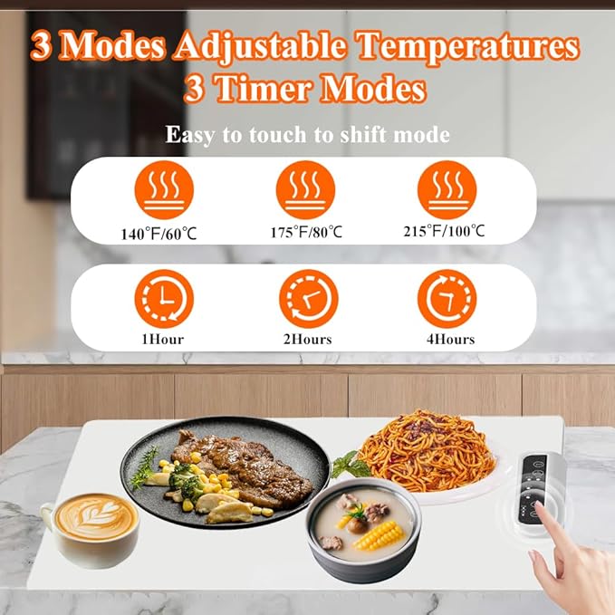 Food Warmer Mat, Electric Warming Tray, Portable Food Warming Mat with Adjustable Temperature and Timer, Roll Up Heating Mat for Food,Full Surface Heating,Fast Heating for Daily Use, Gatherings,Party-BrightBean Baby