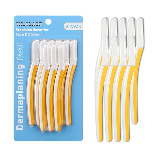 Face Razors for Women, Dermaplane Razor for Women Face, Eyebrow Razor, Dermaplaning Tool, Skin Safe Microblades, Peach Fuzz Remover (9ct, Solar Veil)-BrightBean Baby