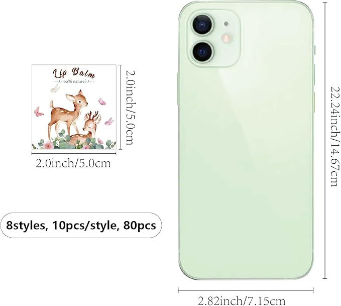 CRASPIRE 80Pcs 8 Styles Lip Balm Sticker Animals Self-Adhesive Cartoon Monkey Lion Homemade Lip Balm Containers Labels Vintage Square DIY Label Paper Sticker for Woman Cosmetics Lipsticks Decor-BrightBean Baby