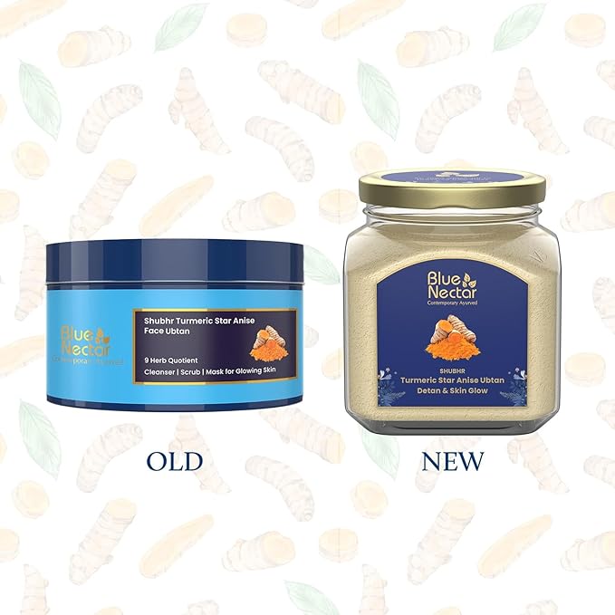 Blue Nectar Turmeric Ubtan Powder for Glowing Skin | Ayurvedic Ubtan Face Pack for Skin Brightening | Tan Removal Face Pack for Women & Men with Multani Mitti Powder | (3.5 Oz, 9 Herbs)-BrightBean Baby