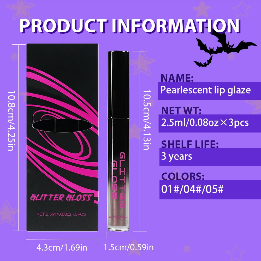 Taupe Purple Dark Purple Metallic Lipstick for Women,Glitter Sparkling Liquid Lipstick,Long Lasting Waterproof Lightweight Non-Drying Bold Dark Lip Gloss for Gothic Stage Makeup,Vegan-BrightBean Baby