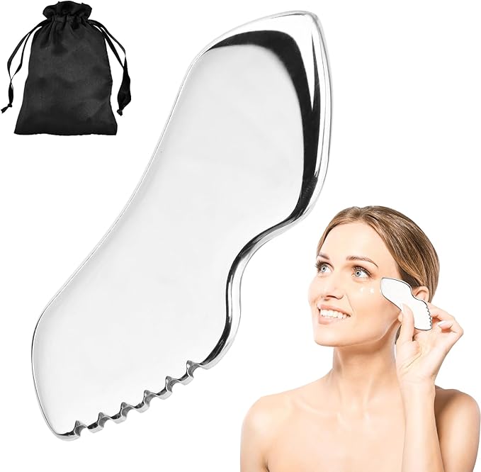 Stainless Steel Gua Sha Facial Tools, Upgrade Gua Sha for Facial Skin, Portable Eyes Neck Massage, Metal Gua Sha Tighten Skin Massage Guasha Beauty Tool-BrightBean Baby