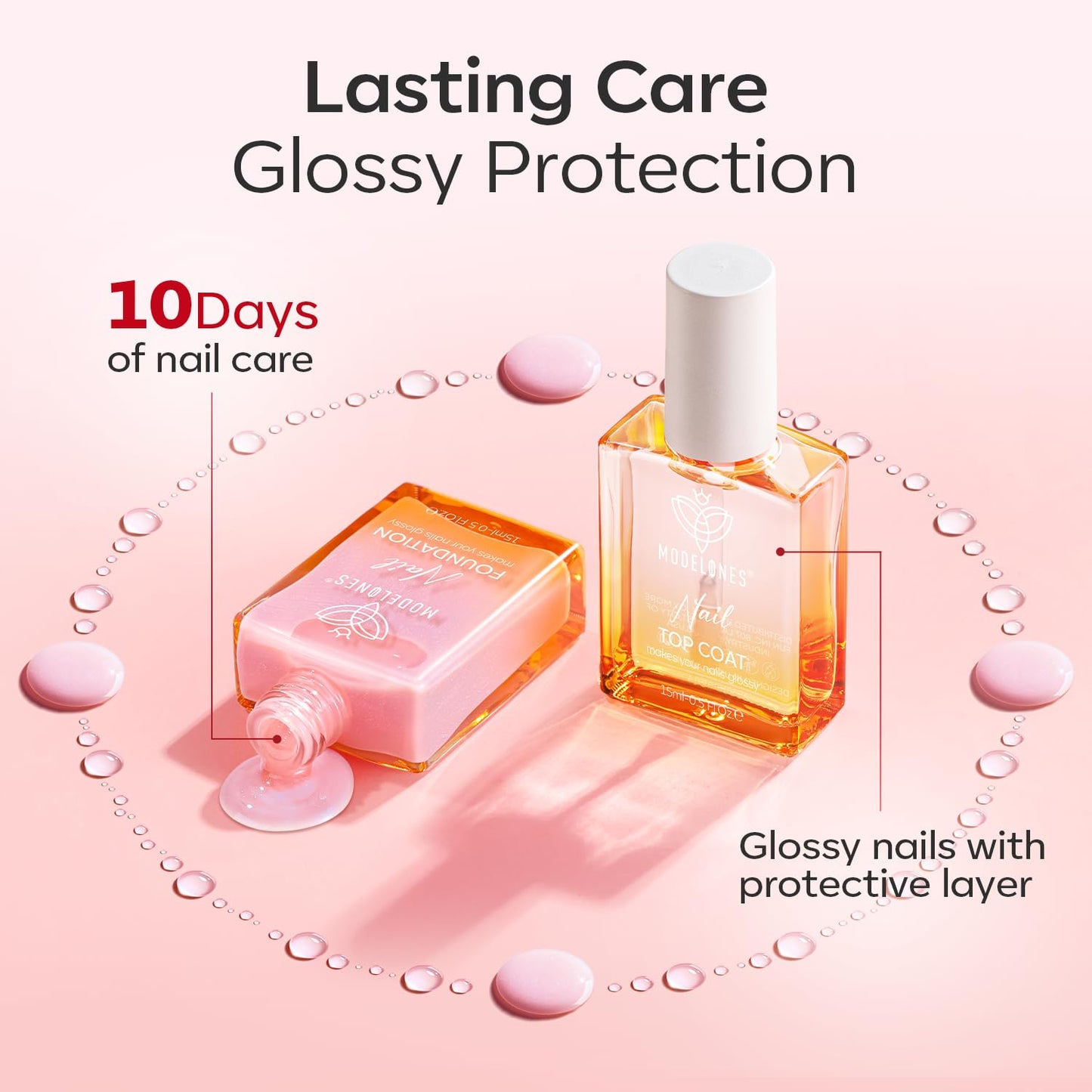 modelones Nail Strengthener Clear Gel Top Coat Nail Polish Cuticle Oil Pen Pink Nail Repair for Damaged Nails Care Kit for Women 15 ml Ridge Filler for Growth-BrightBean Baby