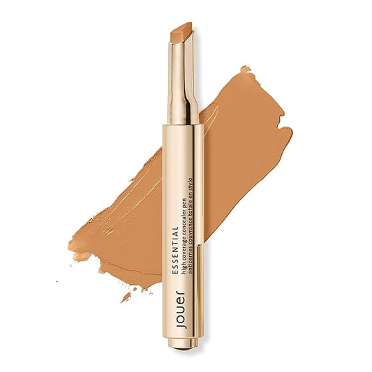 Jouer Essential High Coverage Concealer Pen - Under Eye Concealer for Dark Circles - Brightening Makeup for Eye Circles - Color Corrector Eye Primer with Hyaluronic Acid and Vitamin E-BrightBean Baby