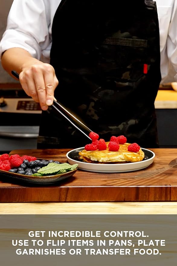 DALSTRONG Chef Tweezers Professional Kitchen Tongs- 12" high-precision Tweezer Tongs for Cooking - Stainless Steel Black w/vTitanium Coating -BBQ, Plating, Multi-use