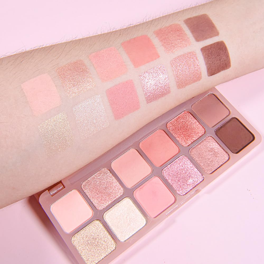 AMY'S DIARY 12Color Matte Shimmer Light Pink Eyeshadow Palette, Long-Lasting, and Highly Pigmented Eye Shadow. Elevate Your Eye Makeup– Unleash Your Unique Style-BrightBean Baby