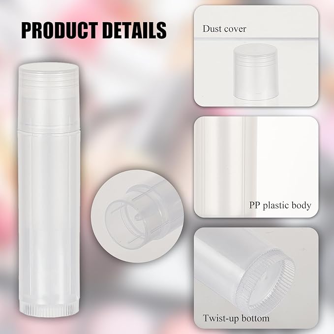 NICENEEDED 15 Pcs Lip Balm Tubes, Empty DIY Lipstick Tubes, Refillable 5g Lip Balm Containers Plastic Lip Gloss Tubes Deodorant Containers with White Caps Twist Tubes for making Gifts, Travel-BrightBean Baby