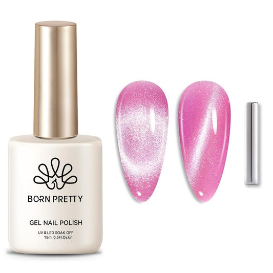 Born Pretty Cat Magnetic Eye Gel Nail Polish,Pink Glitter Cat Magnetic Gel Nail Polish Love Letter Magnetic Nail Polish for Nail Art Manicure Salon DIY at Home 15ML-BrightBean Baby