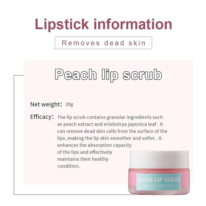 4 In 1 Peach Lip Care Kit With Lip Exfoliator Scrub And Moisturizer, Peach Scrub Bubble, Hydrating Lip Mask, Lip Scrubs Gentle Exfoliating, Instant Moisturizing, Lip Balm Hydrating For Very Dry Lips-BrightBean Baby
