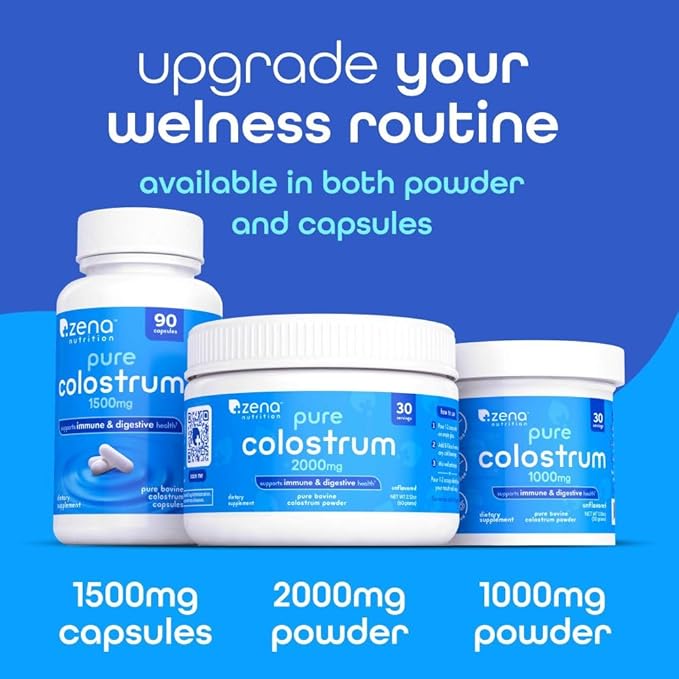 Zena Nutrition Bovine Colostrum & Collagen Powder Supplement for Gut Health, Immune Support, Digestion, Hair, Skin & Nails, Unflavored, Gluten & Sugar Free, 30 Servings-BrightBean Baby