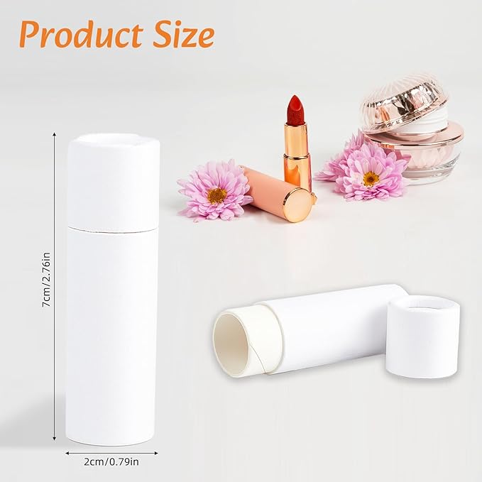 NICENEEDED 10 Pcs Paperboard Lip Balm Tubes, White Paper Lipstick Tube, Cardboard Empty Lip Gloss Container Solid Perfume Tube Cosmetic Box for DIY Lip Gloss Balm Chapstick-BrightBean Baby