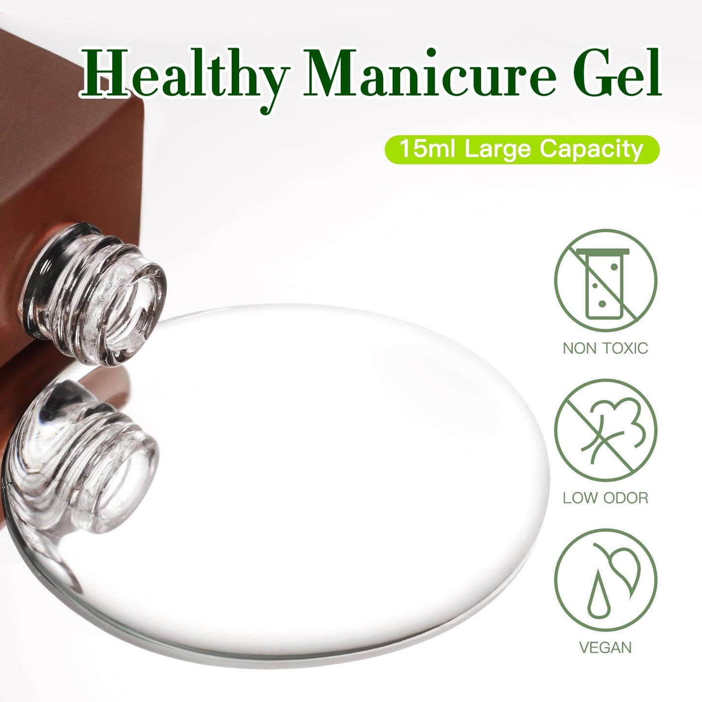 Double Rhythm 15ML No Wipe Gel Top Coat Base Coat Iridescent Glitter Shimmer 2 in 1 Nail Polish Soak Off Manicure DIY Home Salon (Matte Top Coat)-BrightBean Baby